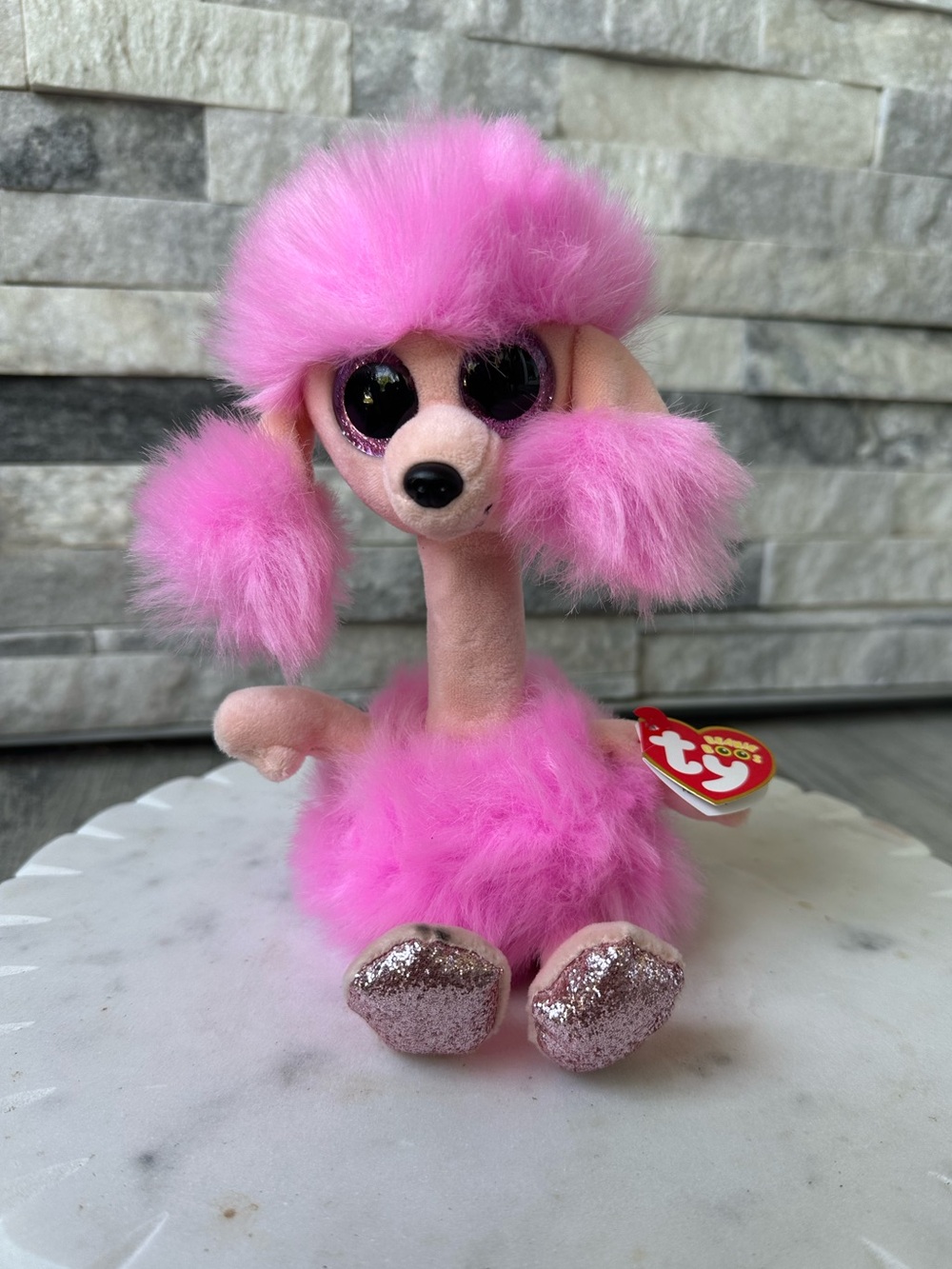 NEW TY Beanie Camilla Pink  Plush Poodle Stuffed Animal